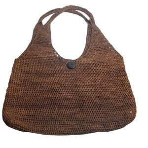 Helen Kaminski Australia 100% Raffia Handcrafted Brown Woven Shoulder Bag